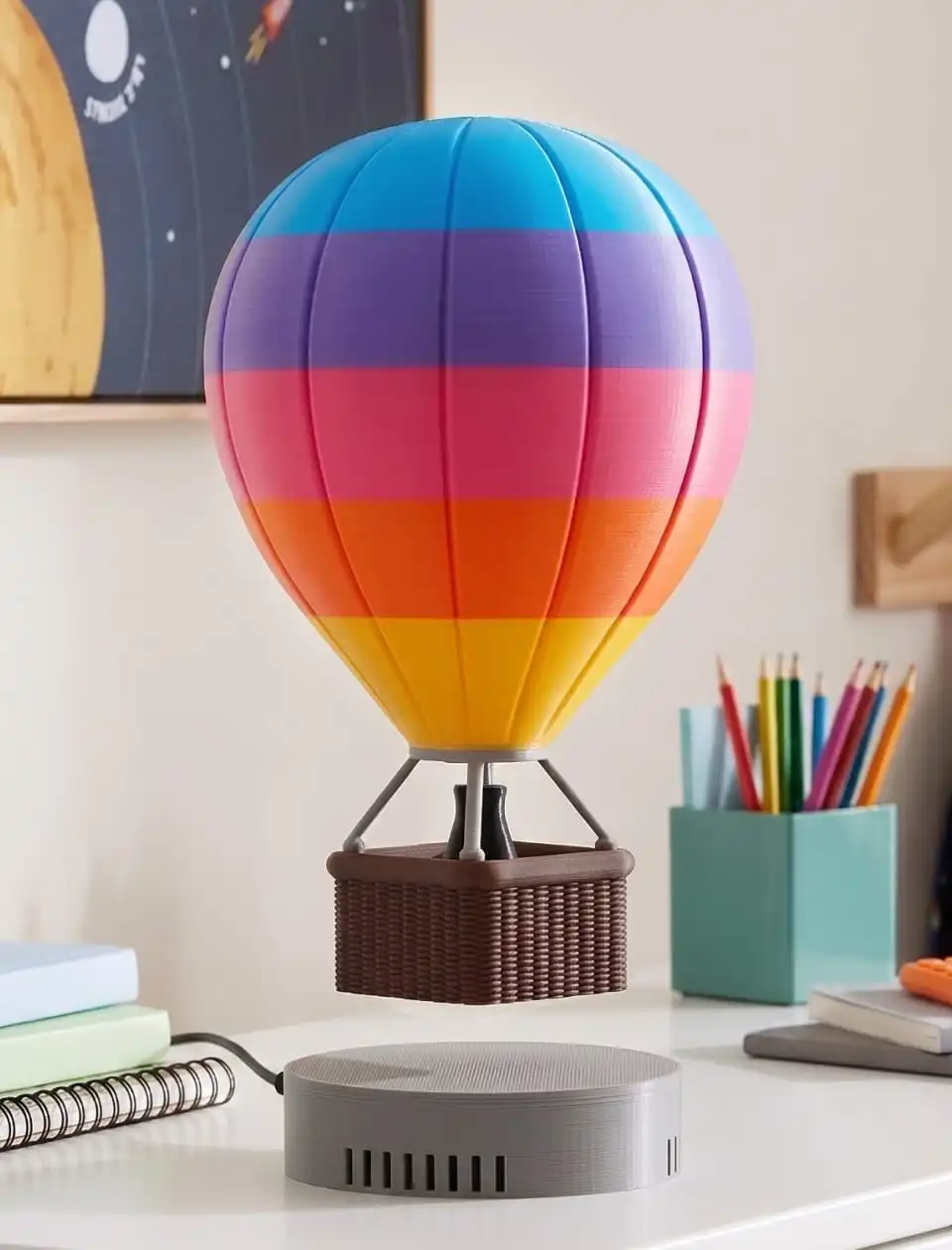 Balão de ar quente com levitação magnética impresso em várias cores