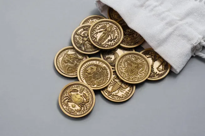 Moedas de latão com relevo 3D