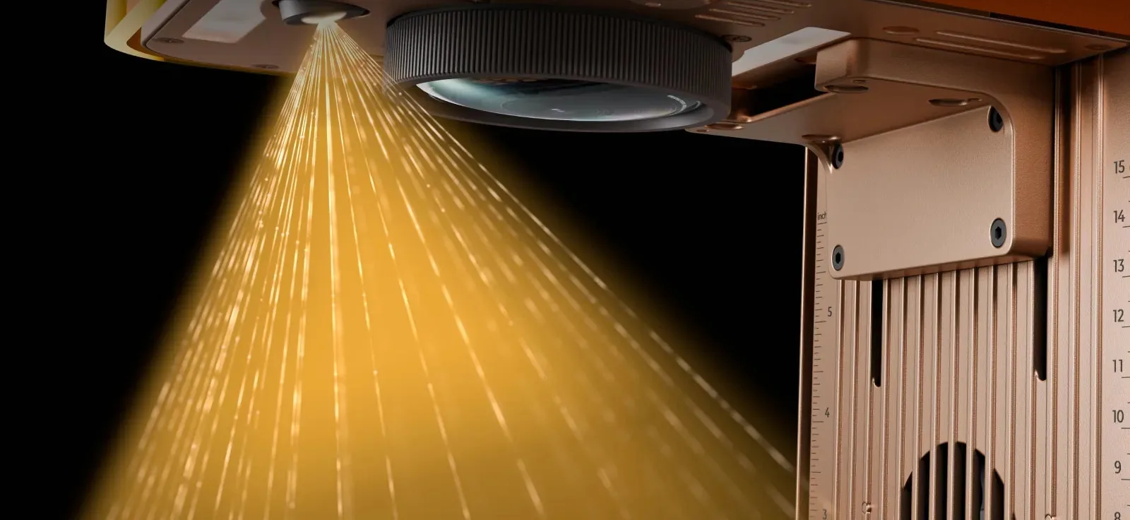Câmera da xTool F2 iluminando toda a área de trabalho