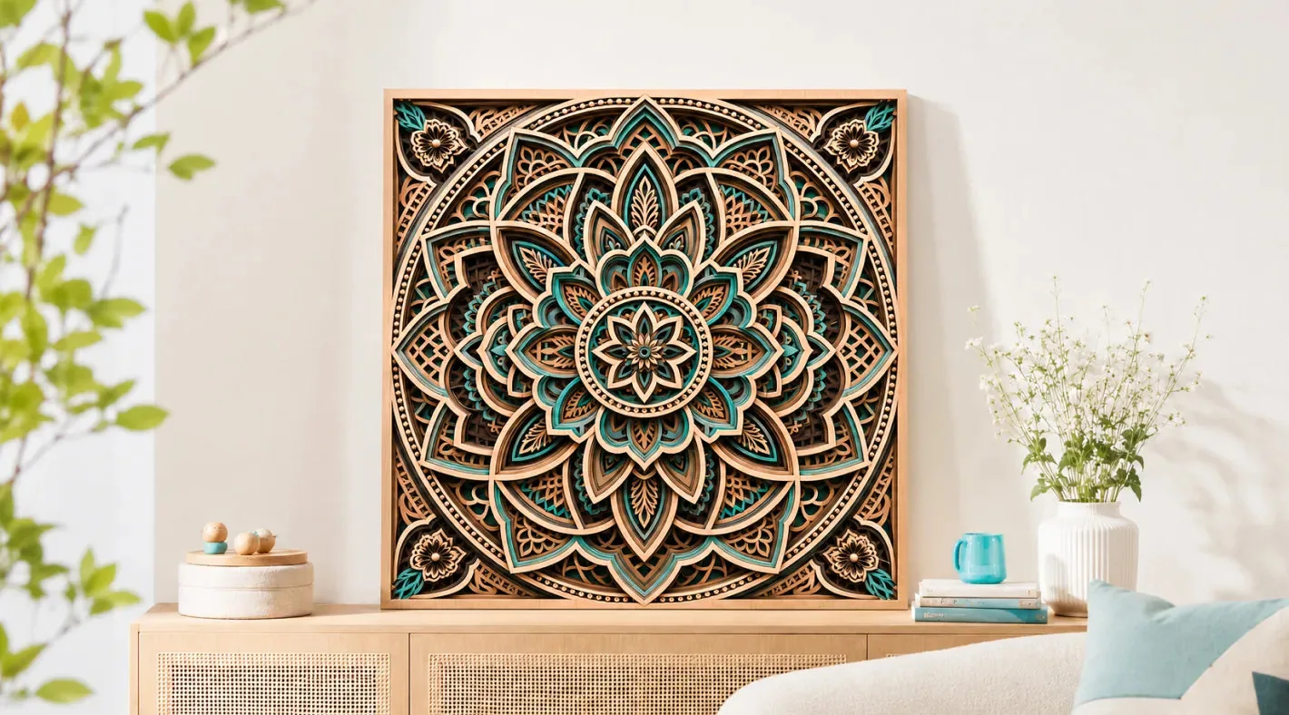 Mandala em camadas de madeira