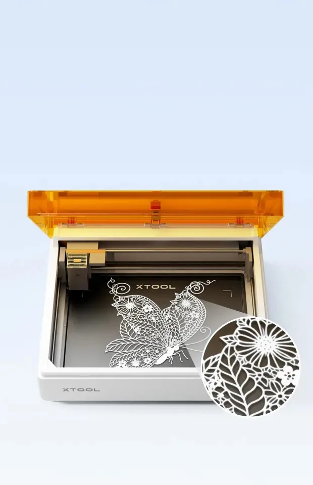 xTool M2 cortando uma peça com contorno detalhado
