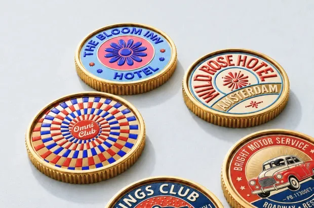Moedas de metal impressas em cores