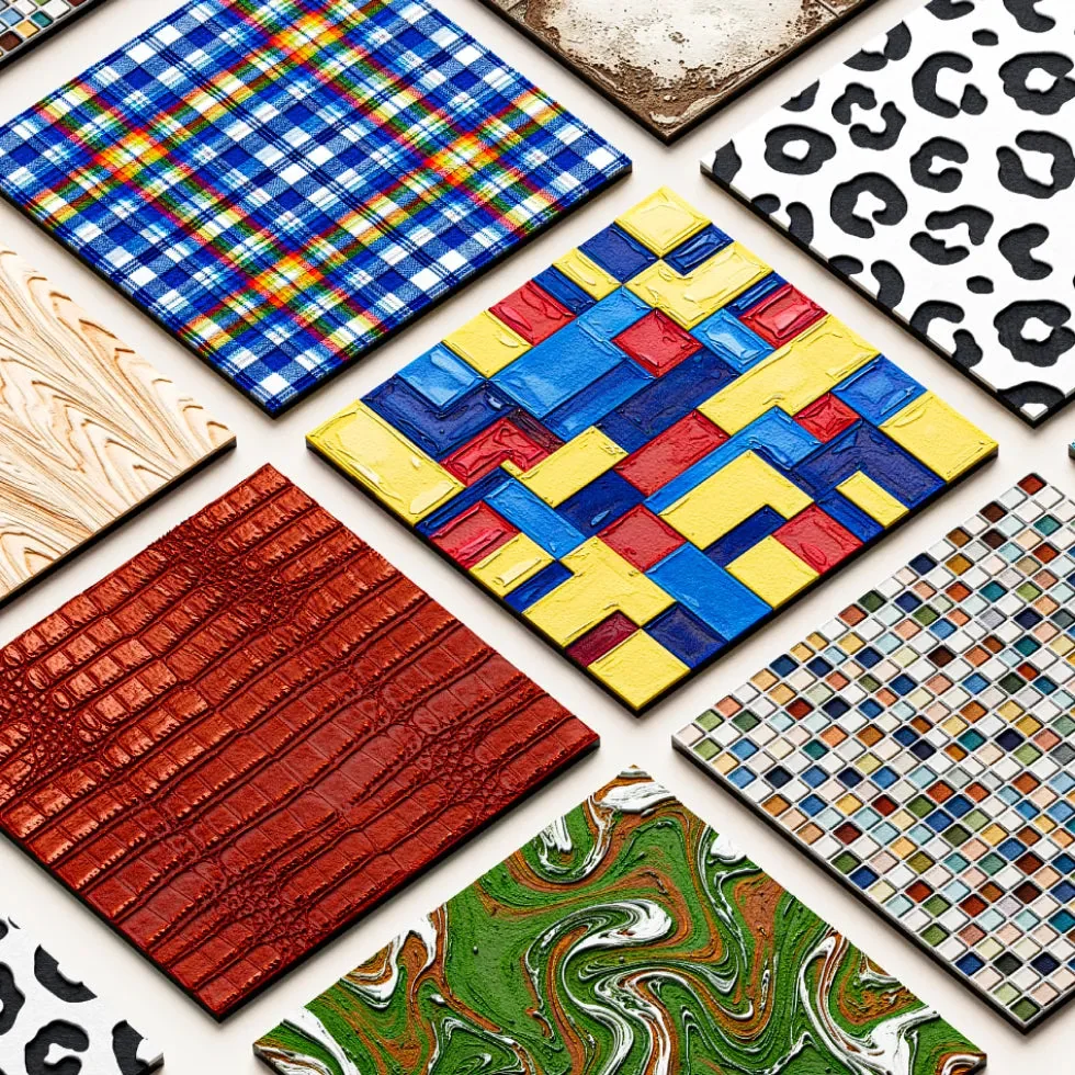 Amostras de texturas em relevo impressas